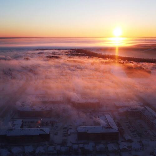Ice fog sunrise.