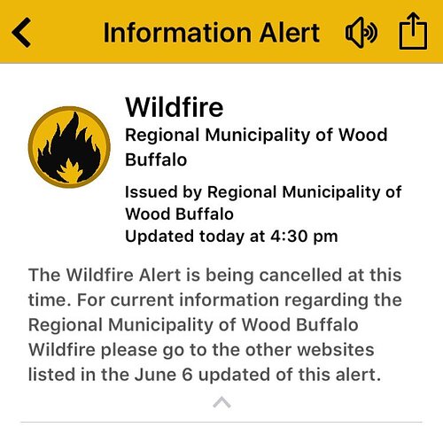 Wildfire alert is cancelled! Woah. #ymm #ymmfire