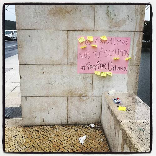 Orlando tribute on Ponte de Santa Clara. Stickers and graffiti all over Coimbra.