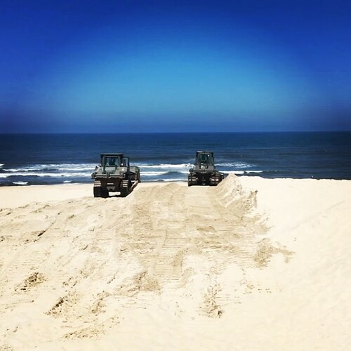 Portuguese Army levelling out the beach in Praia de Mira