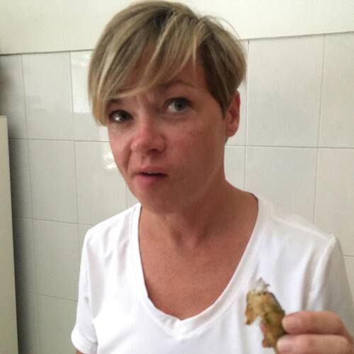 Hey Internet, here's a photo of Pam eating sardines.