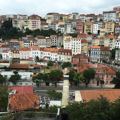 This is a view from the elevator in Coimbra.