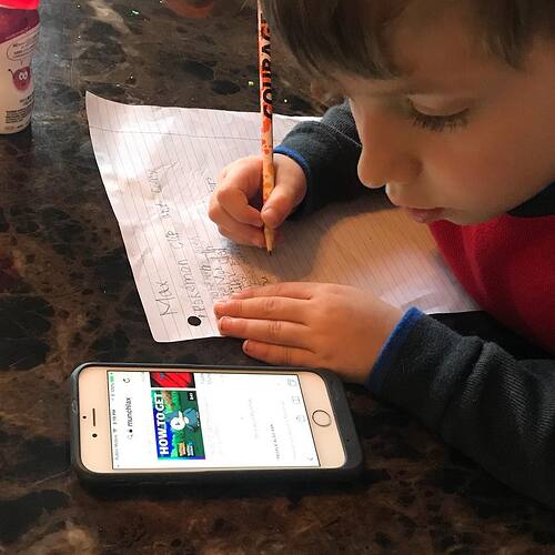 Maxi “amending” his Christmas list. Life was simpler before these kids learned to Google.