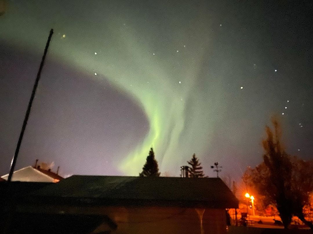 Northern Lights.  Handheld phone shot  2 second exposure.